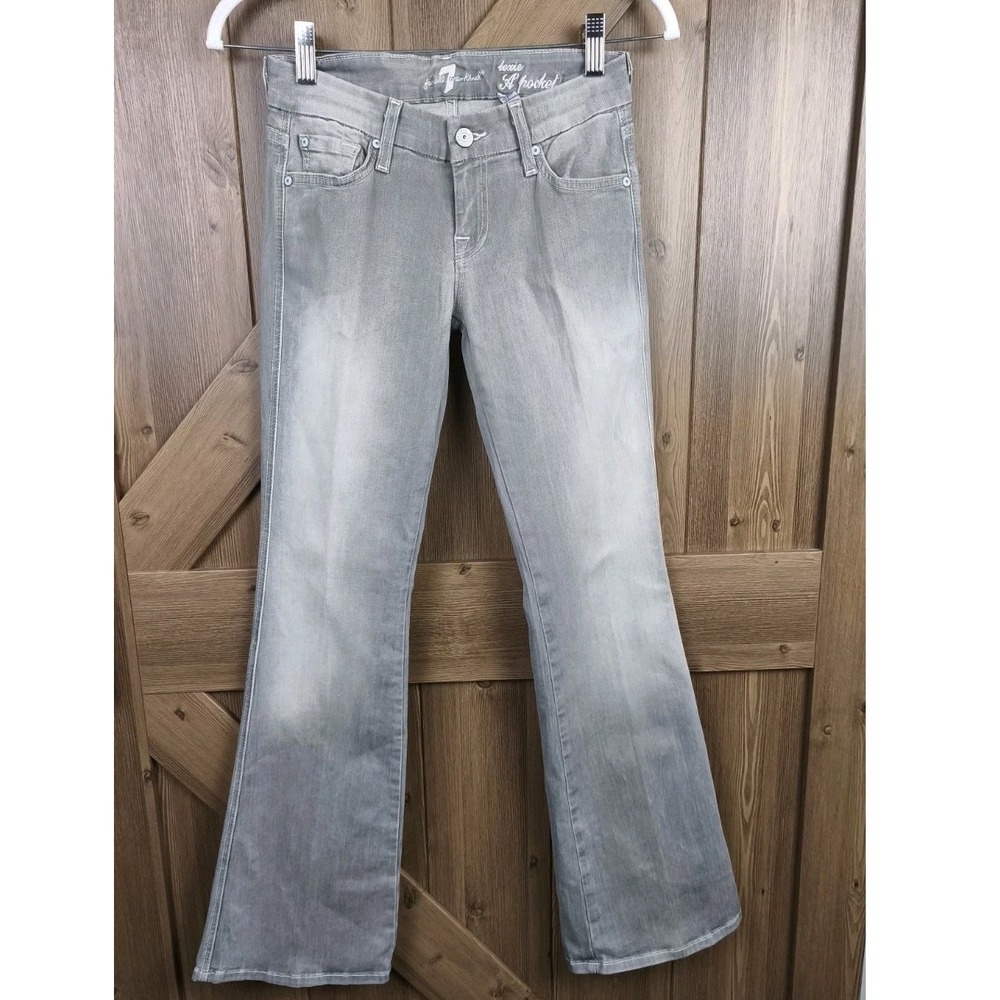 7 For All Mankind Lexie A Pocket Grey Crystal Flare Jeans‎ Petite Size 24